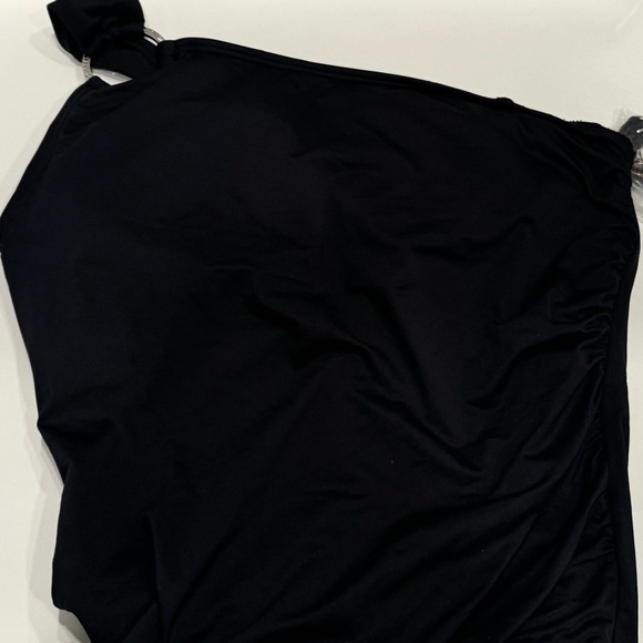 Michael Kors Swimwear One Shoulder Underwire Bra Embellished One Swimsuit Black - Picture 8 of 16